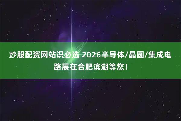 炒股配资网站识必选 2026半导体/晶圆/集成电路展在合肥滨湖等您！